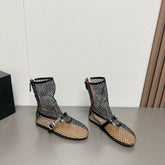 ALAIA SHORT BOOTS IN BLACK MESH FISHNET